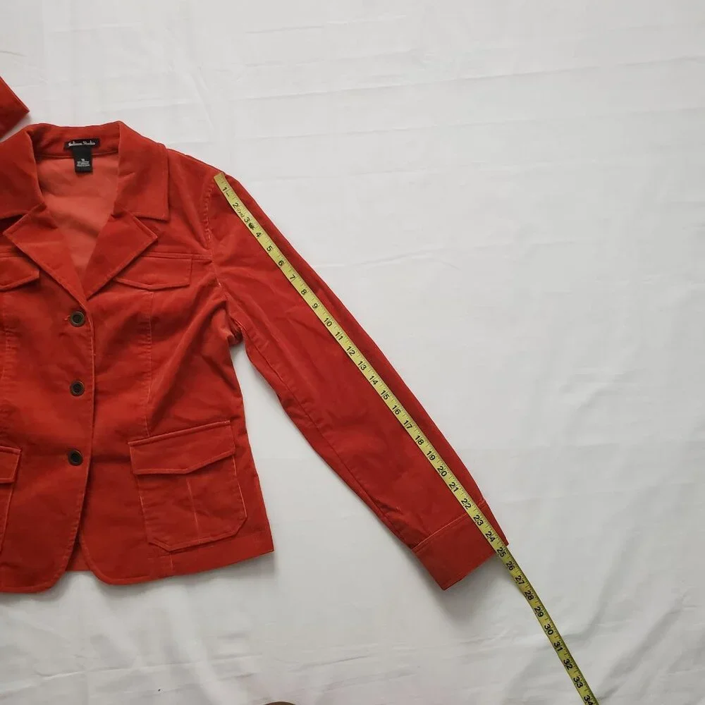 Madison Studio Women’s Rustic Red Corduroy Button Front Blazer Jacket Size 10 - Picture 11 of 12